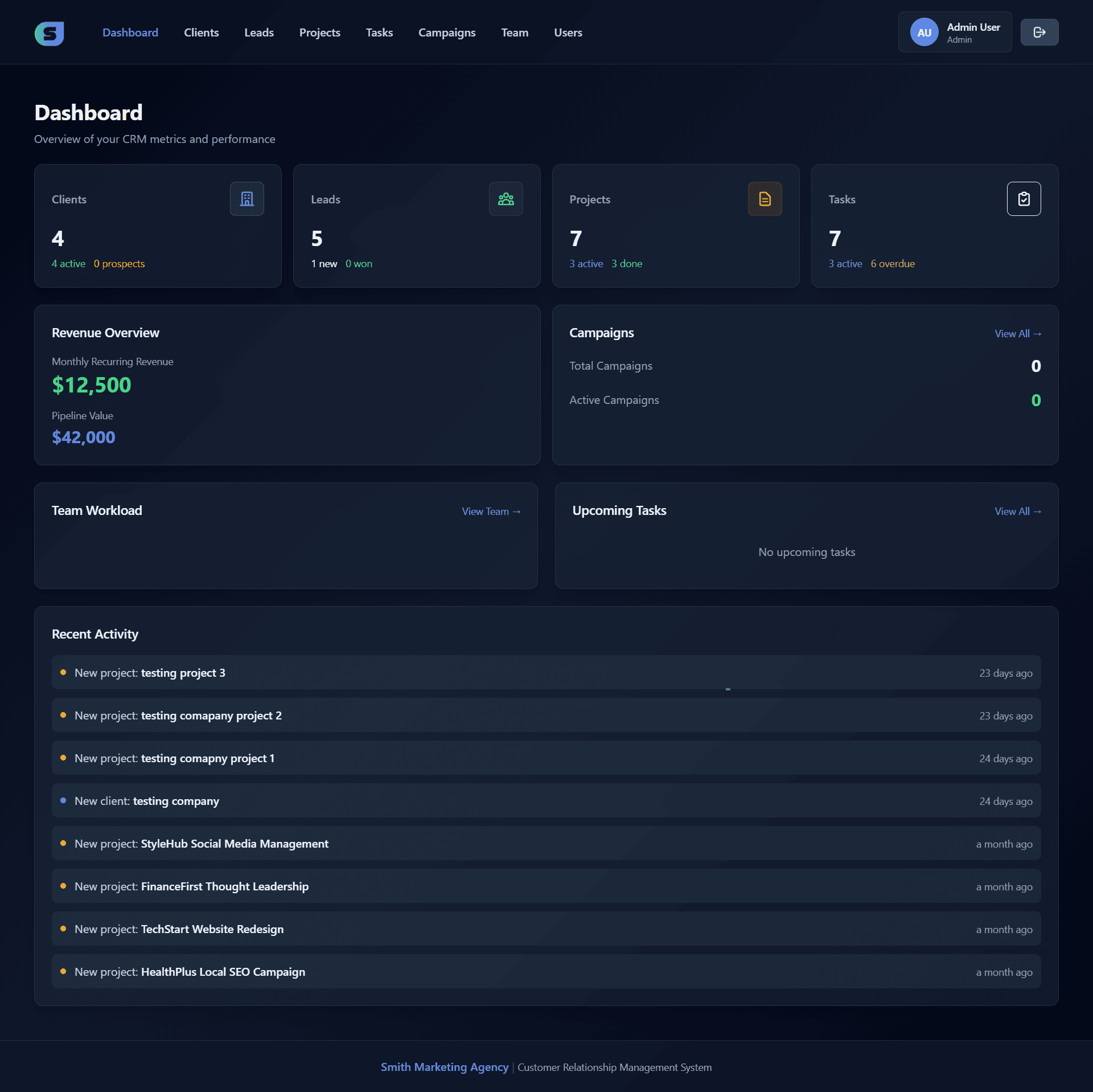 Smith CRM project preview